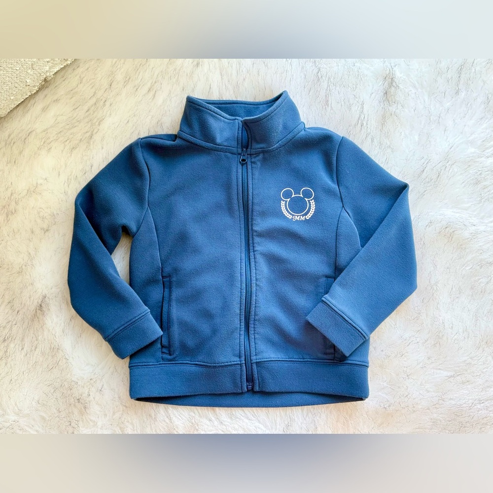 Janie and Jack Blue Full-Zip Fleece Hoodie with Playful Logo